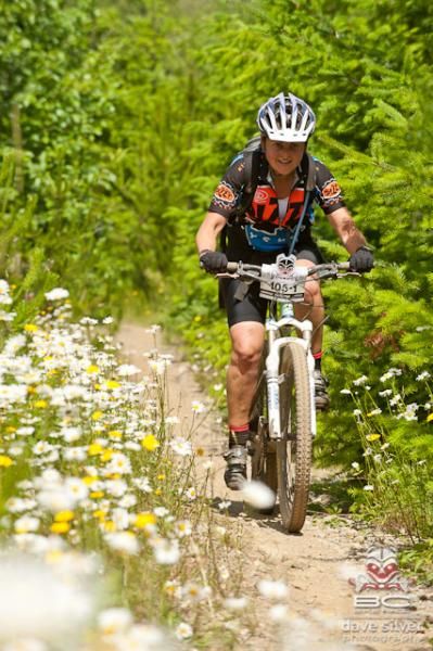 Wildflowers line the course.