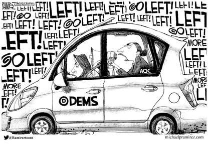 Political Cartoon U.S. Nancy Pelosi Alexandria Ocasio-Cortez Go Left Democrats
