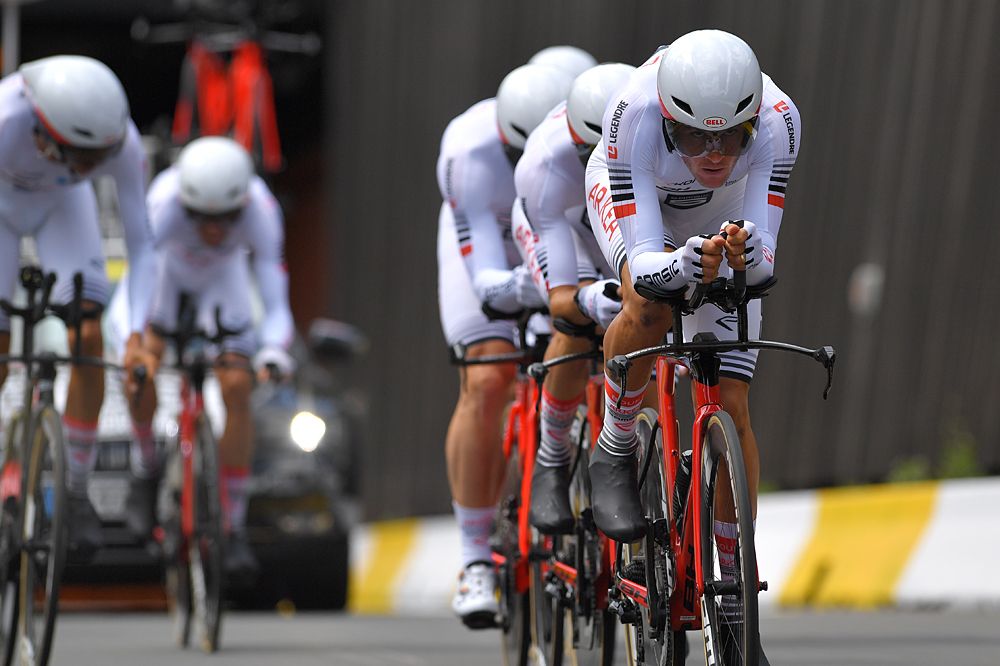 Arkea Samsic racing the team time trial at the Tour de France