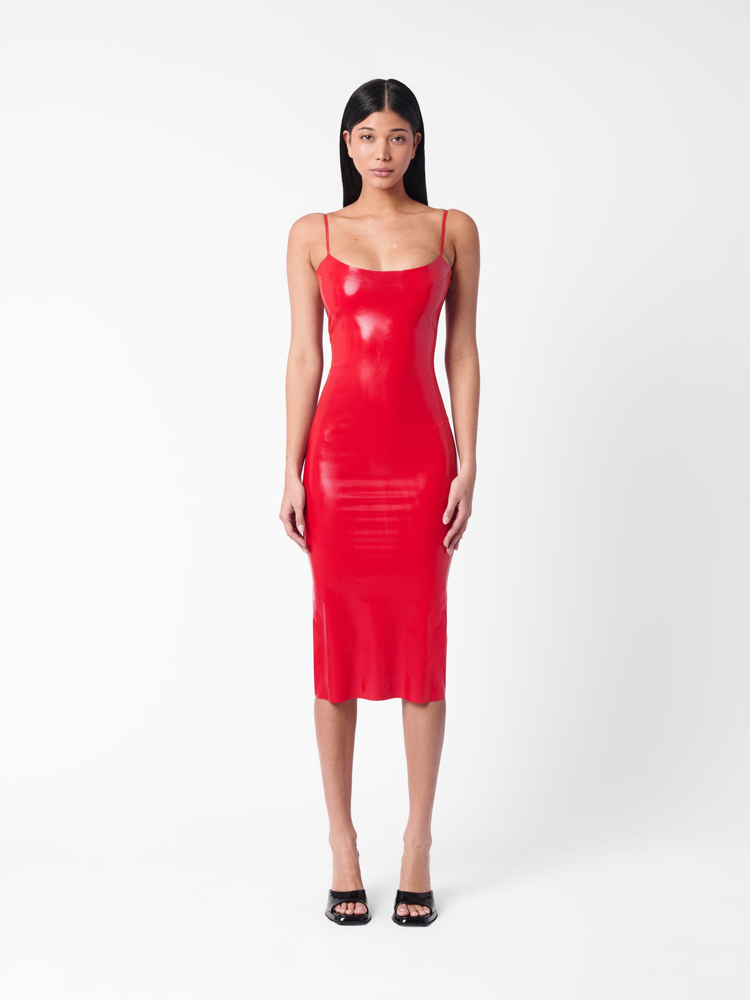 Whistle Latex Midi Dress Red