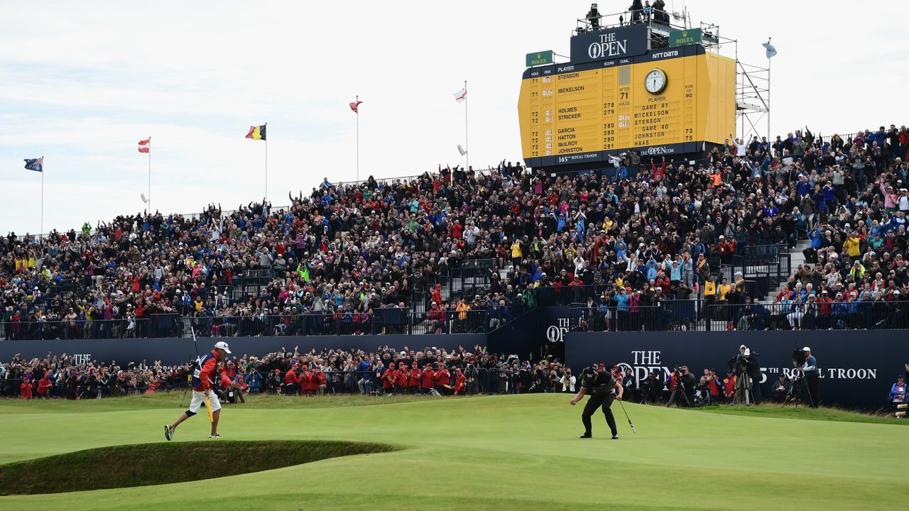 Henrik Stenson celebrates holing the winning putt of the 145th Open Championship at Royal Troon