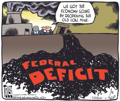 Political cartoon U.S. Trump deficit coal