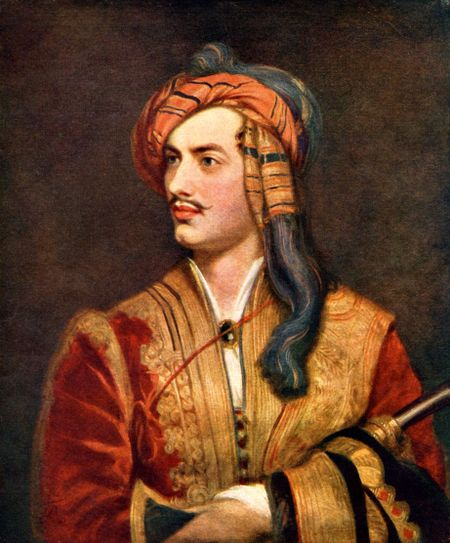 Lord Byron in Albanese costume by Thomas Phililips. English Poet, 1788-1824. Music based on his works written by VERDI (Due Foscari; Corsaro); DONIZETTI (Marino Faliero, Parsina); LISZT (Tasso); BERLIOZ (Corsaire; Harold en Italie). SCHUMANN, TCHAIKOVSKY (Manfred); SCHOENBERG (Ode to Napoleon); MUSSORGSKY(Sennacherib) etc (Photo by Culture Club/Getty Images)