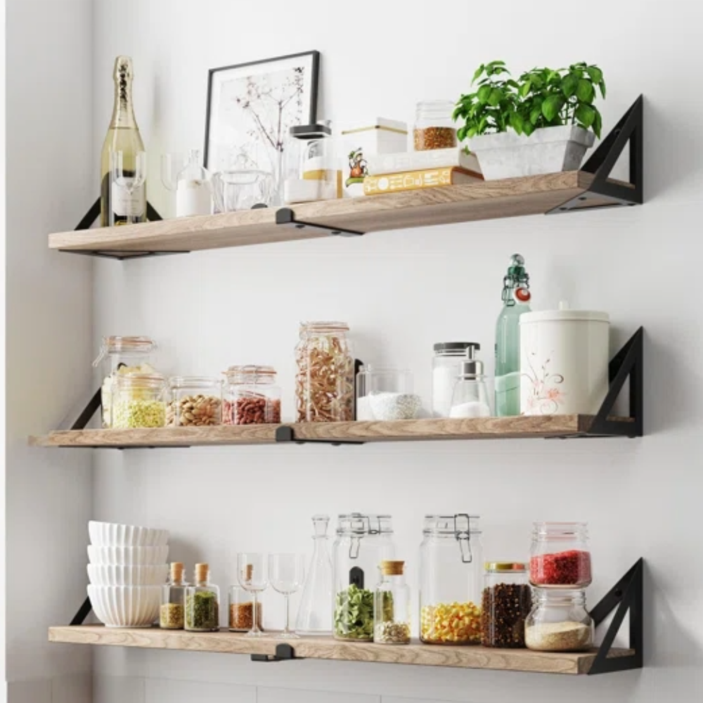 Wall Mounted Floating Shelves in a kitchen