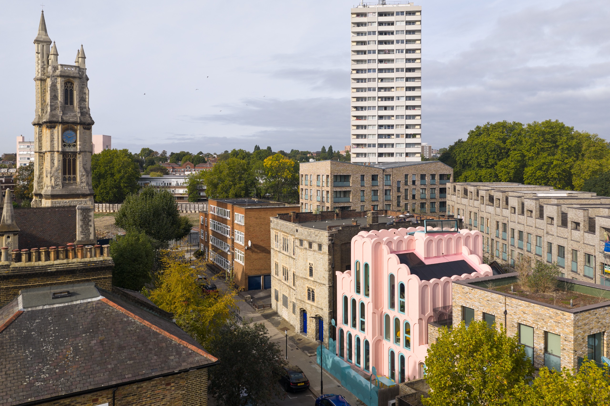 the colourful and mostly pink Cloud House by Peter Morris in London