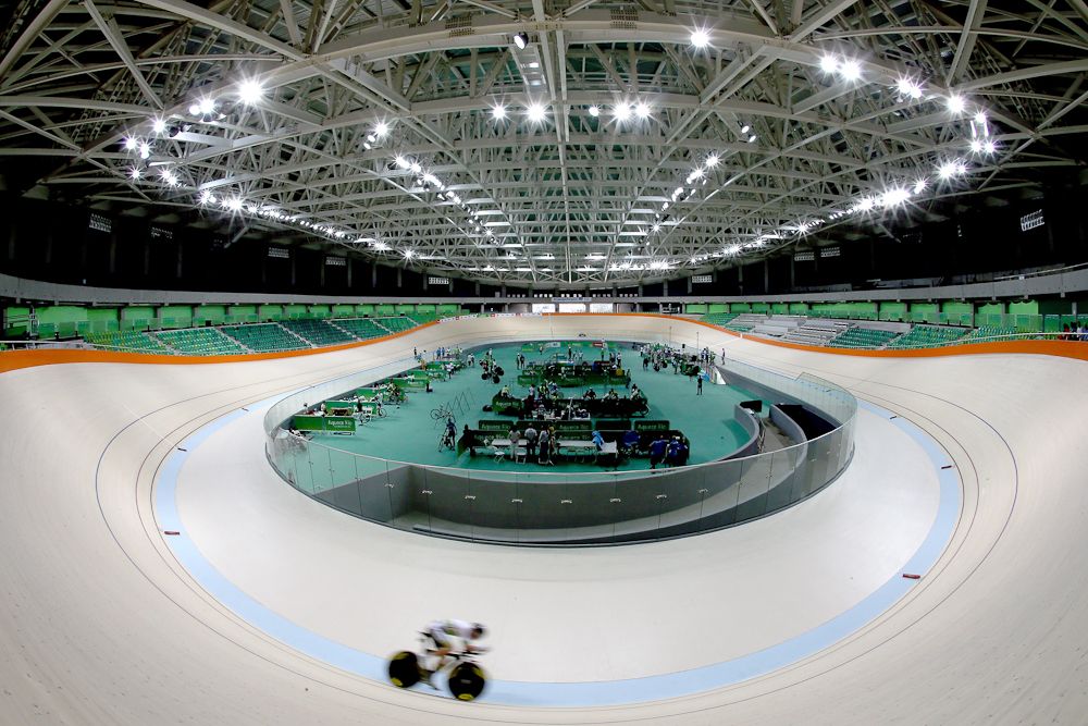 A Cyclist trains at the newly delivered Rio Olympic Velodrome at Olympic Park