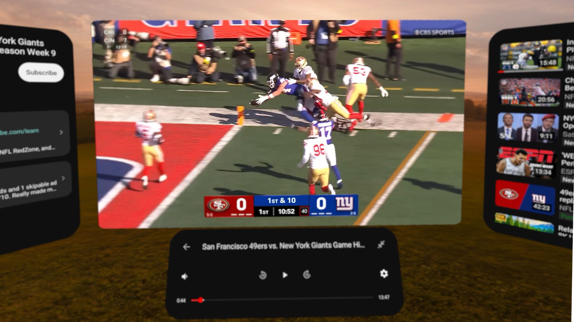 Galaxy XR NFL highlights on YouTube