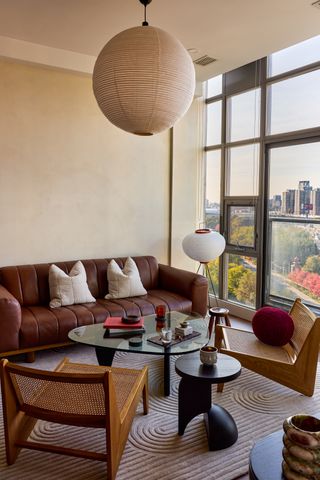 living room with couch and chairs