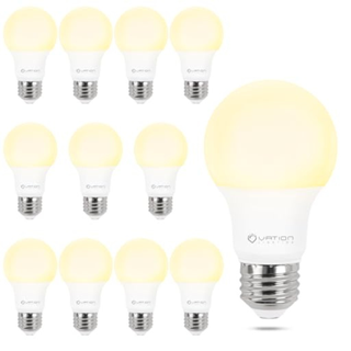 Vation Lighting Dimmable A19 Led Light Bulbs 3000k Warm White, 60 Watt Equivalent, Efficient 9 Watt, 800 Lumens, E26 Medium Base, Etl/ul Listed, 12 Pack