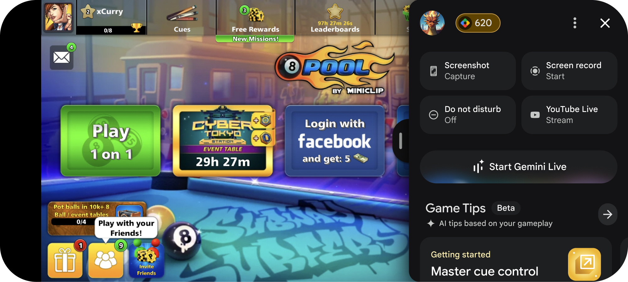 Play Games Sidekick plus Gemini Live