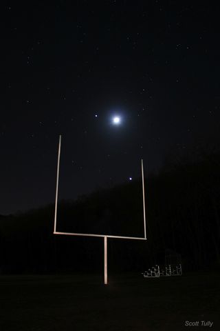 Jupiter, Venus and the Moon with Goalposts over Kent. CT