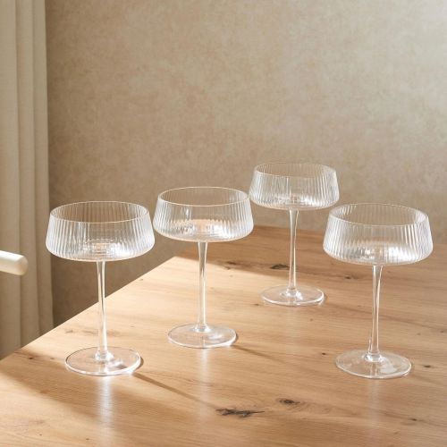 Gatsby Set of 4 Ripple Glass Coupes