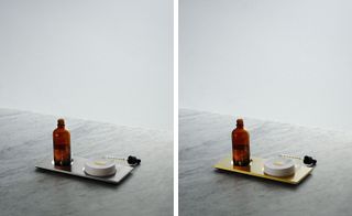 Fragrances, presented in two variations – solid steel and brass.