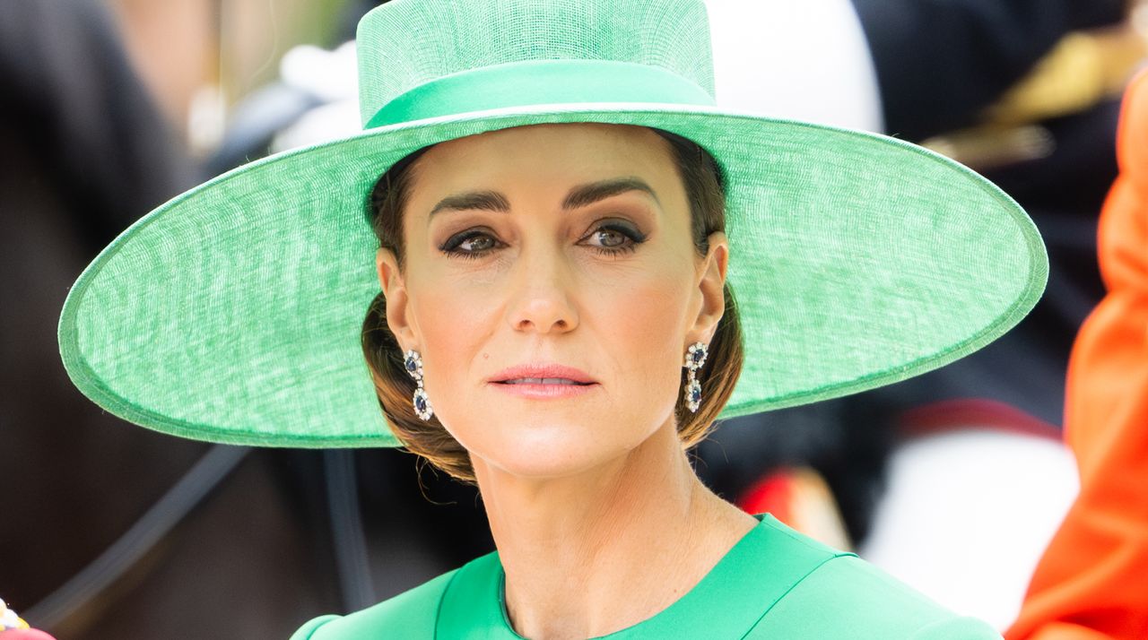 Catherine, Princess of Wales rides down the Mall by carriage during Trooping the Colour on June 17, 2023 in London, England. 