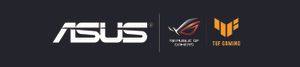 The logo for ASUS, as well as TUF and ROG.