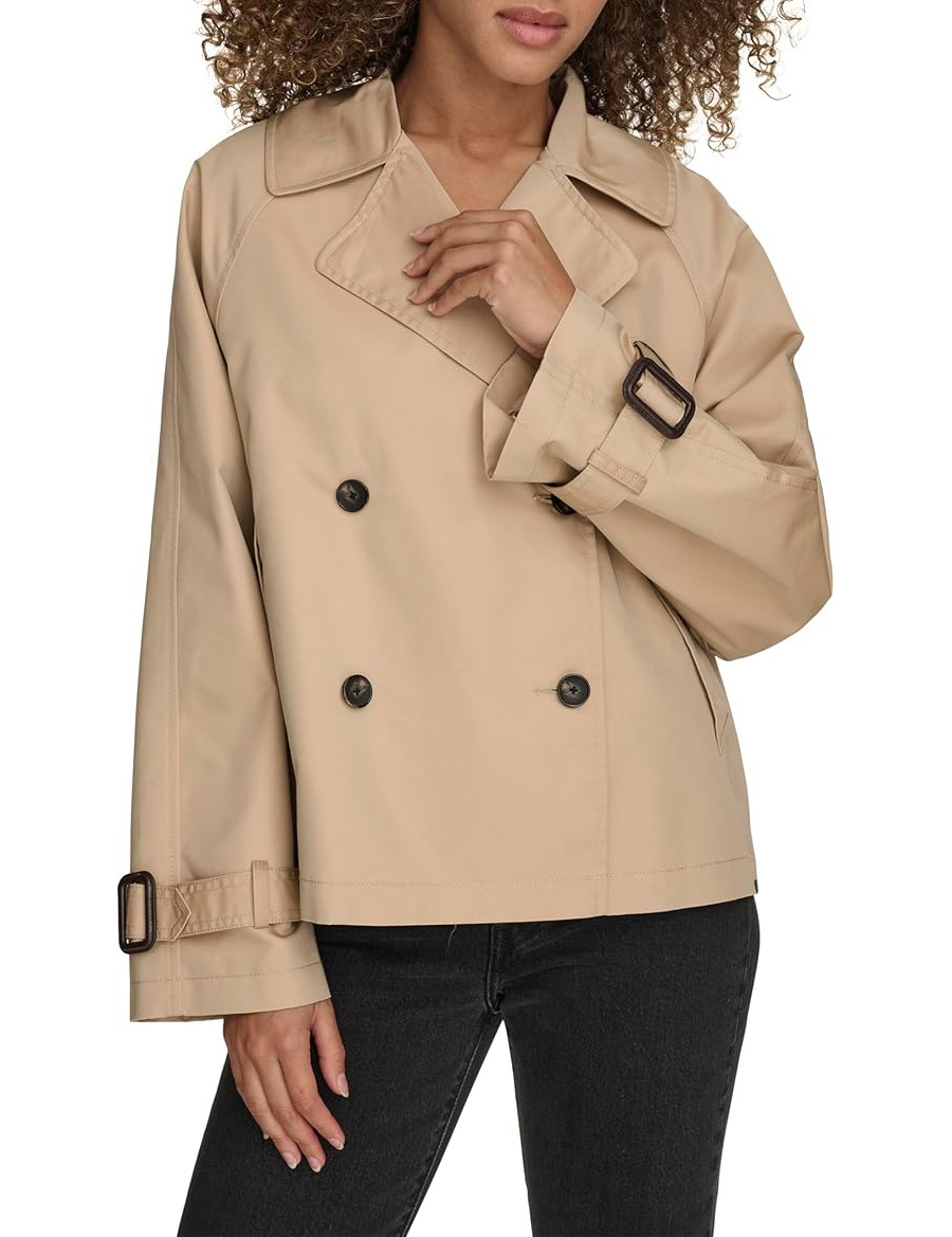 Levi's, Levi's Women's Short Double Breasted Trench, Khaki, Medium