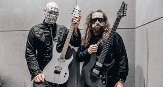 Cradle of Filth’s Marek “Ashok” Šmerda [left], looking a little like Pinhead from Hellraiser, and Donny Burbage, resplendent in corpsepaint.