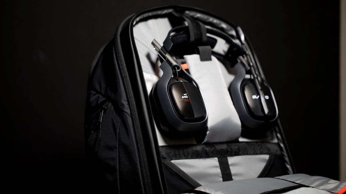 Opened BP35 Backpack showing off headset storage