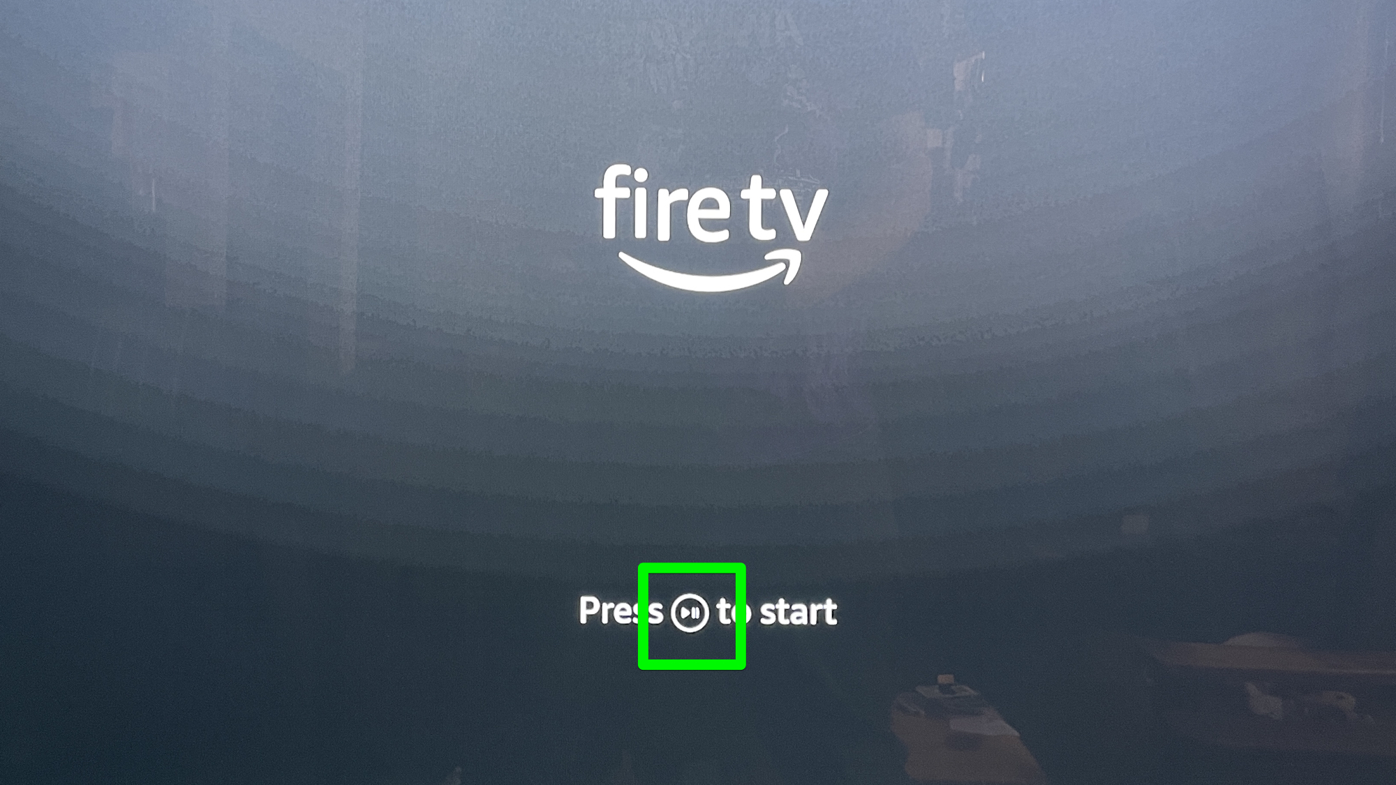 the fire tv setup screen asking to press play/pause