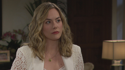 Hope (Annika Noelle) looks serious in The Bold and the Beautiful