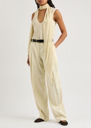 Wide-Leg Linen-Blend Trousers