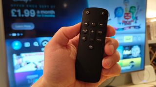 The Amazon Fire TV Soundbar on a shelf.