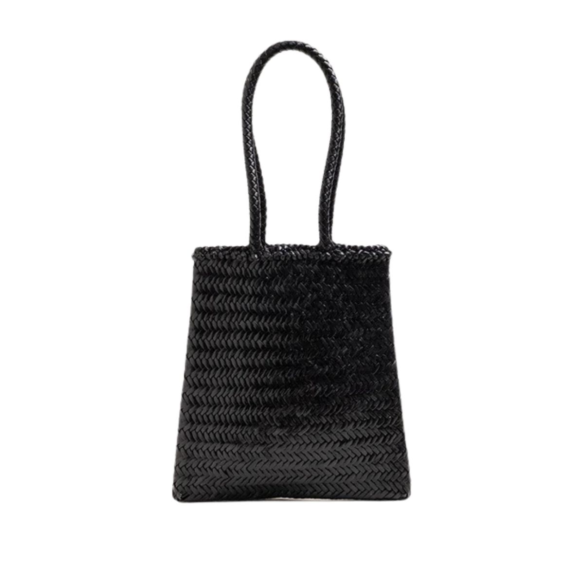 Flat Leather Basket Black