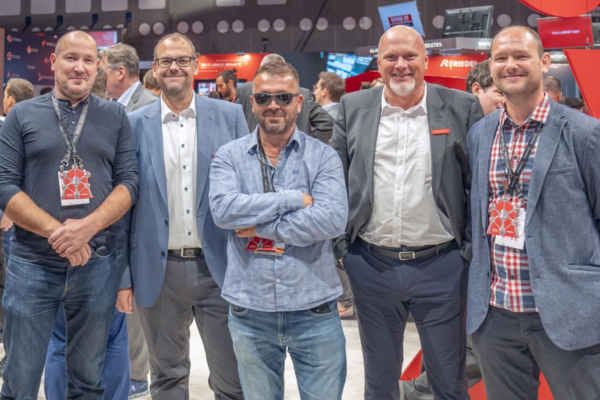 From left to right: Danijel Kapetanović, CTO, Kapetanović; Tobias Kronenwett, Regional Sales Director, Riedel; Darko Kapetanović, CEO, Kapetanović; Christian Eberlein, Senior Regional Sales Manager, Riedel; Hrvoje Radić, Sales Manager, Kapetanović.