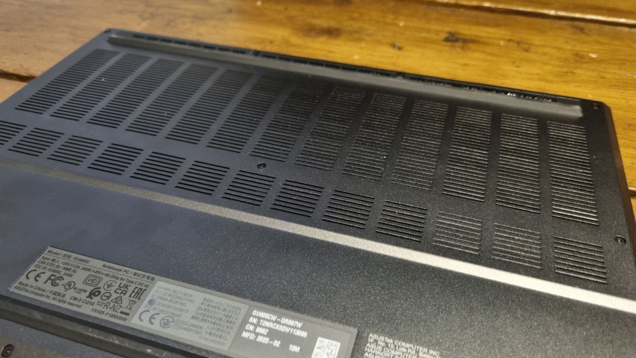 The rear fan cutouts for the Asus ROG Zephyrus G16 2025