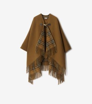 Check Wool Cape in Shrew | Burberry® Official