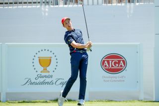 Jackson Van Paris hits a tee shot at the 2019 Junior Presidents Cup