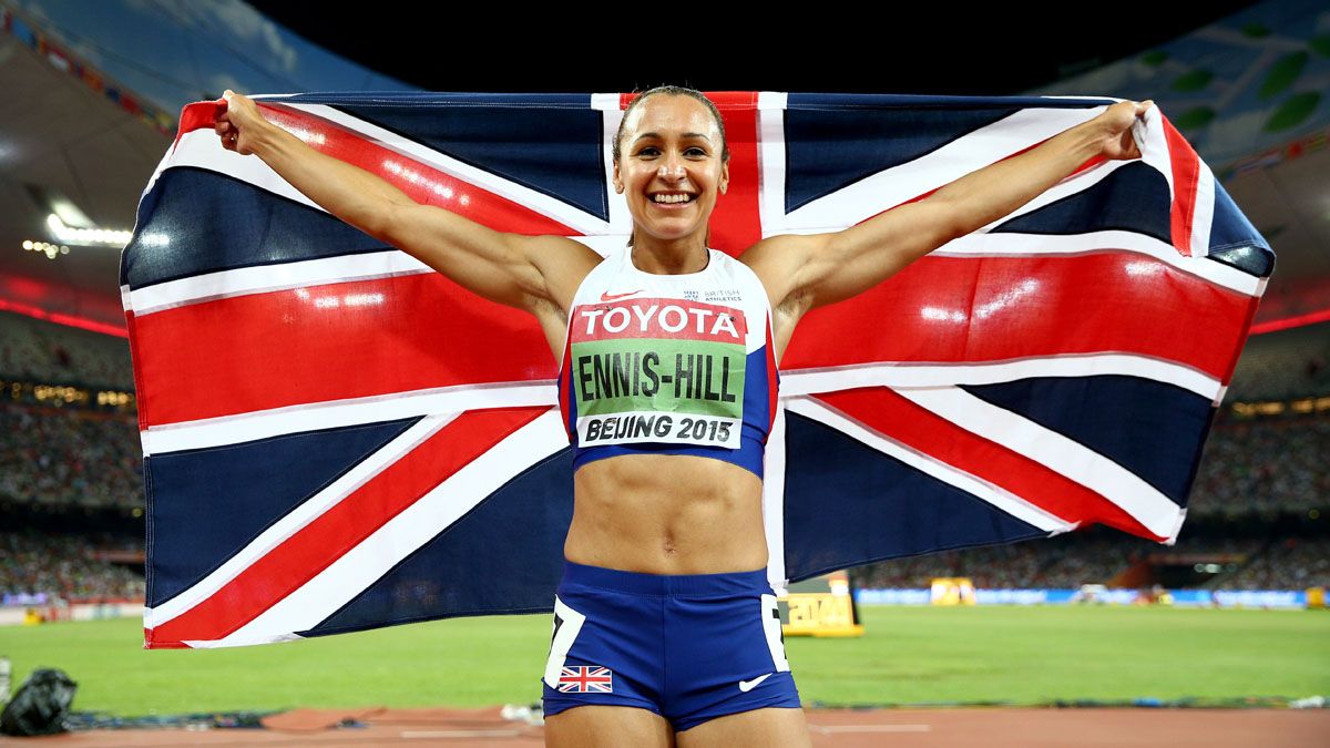 BEIJING, CHINA - AUGUST 23:Jessica Ennis-Hill of Great Britain celebrates after winning the Women&amp;#039;s Heptathlon 800 metres and the overall Heptathlon gold during day two of the 15th IAAF World