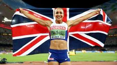 BEIJING, CHINA - AUGUST 23:Jessica Ennis-Hill of Great Britain celebrates after winning the Women's Heptathlon 800 metres and the overall Heptathlon gold during day two of the 15th IAAF World