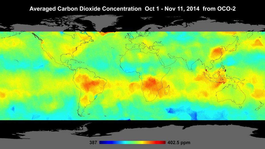 Averaged carbon dioxide concentration graph