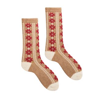 Poinsettia Wool Cashmere Crew Socks