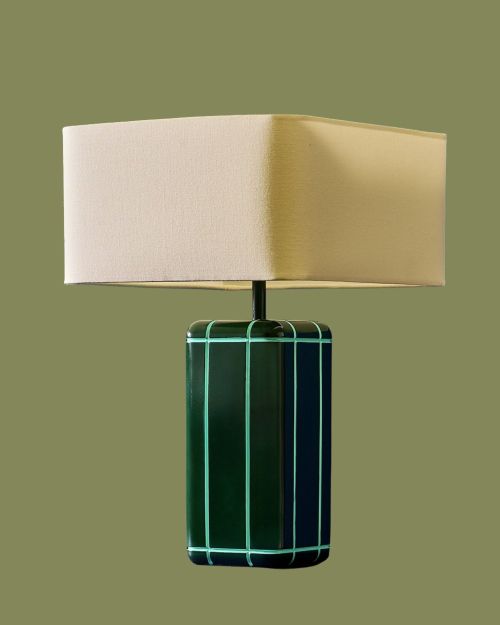 Metro Resin Large Table Lamp in Dark Green