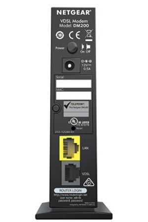 The reset button is on the back panel, and it restores the Netgear DM200 to its factory settings.