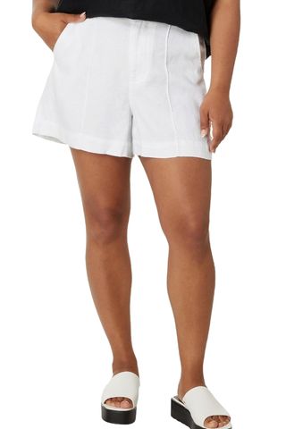 Madewell Women's Refined Linen Clean Tab Shorts, Eyelet White, 2