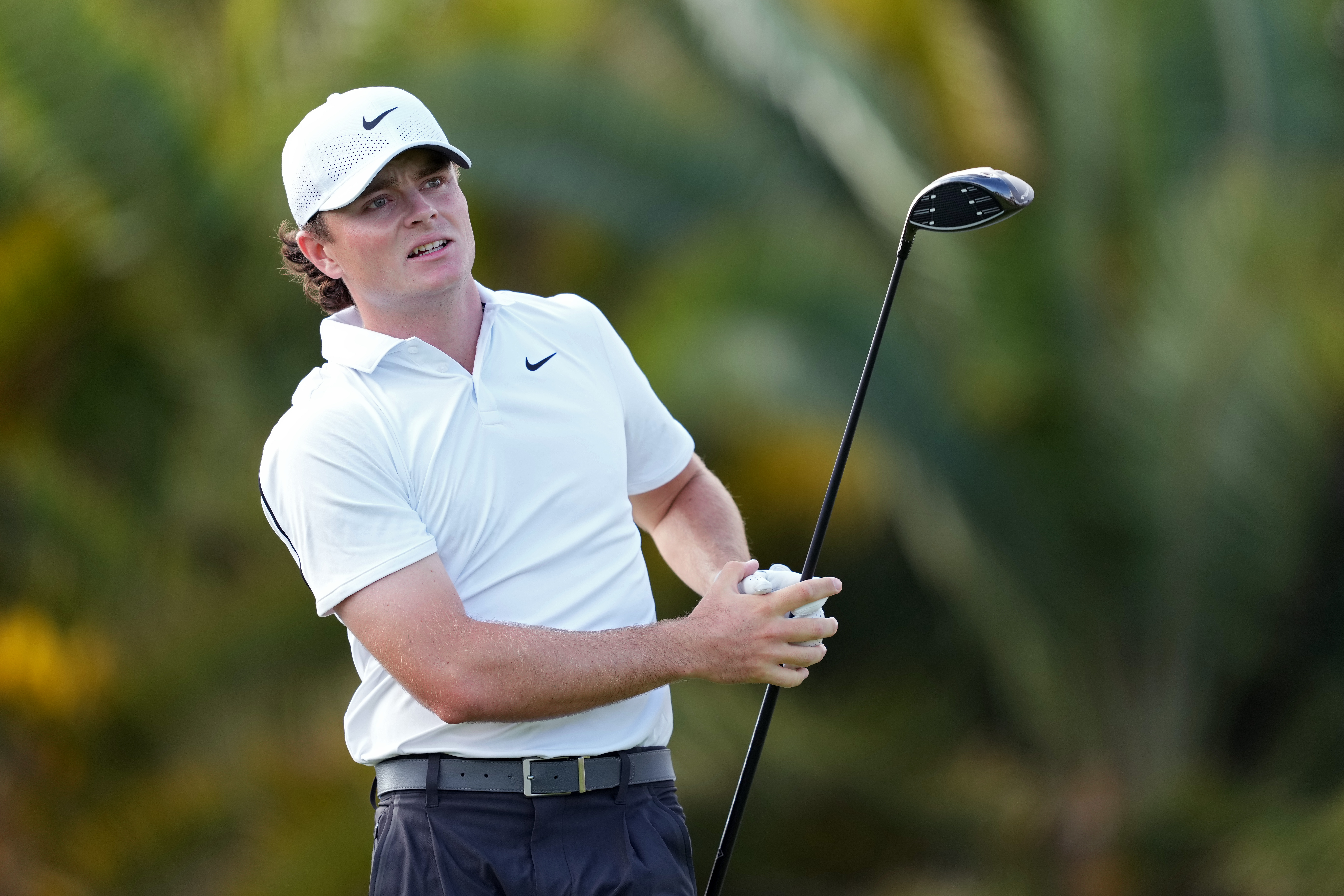 Luke Clanton watches his driver off the tee