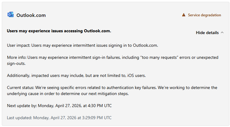 Microsoft outage 4-27-26