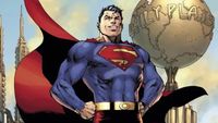 Superman in front of Daily Planet building on Action Comics #1000 cover