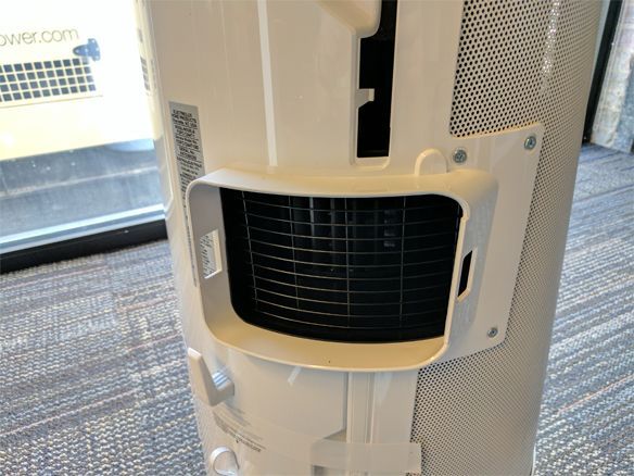 On the back of the Frigidaire Gallery, there is a vent where hot air expels.