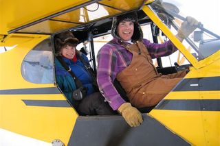 The author, Justina Ray (in blue) en route to a field site.