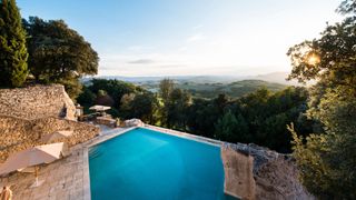 The spectacular infinity pool has spectacular Tuscan views