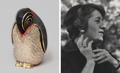 Penguin minaudière with crystals, 1991