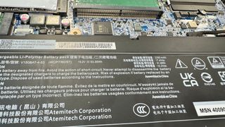 The Medion Deputy Erazer 15 P1 gaming laptop battery