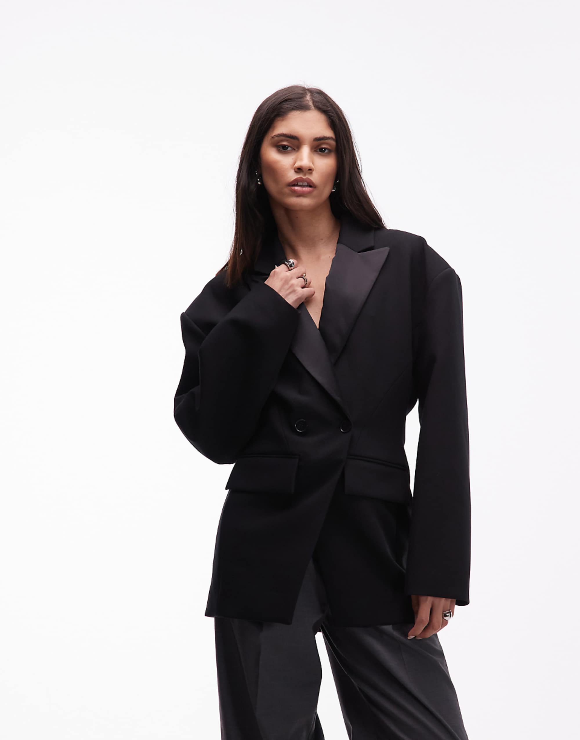 Asos Design Tux Blazer With Satin Lapel in Black