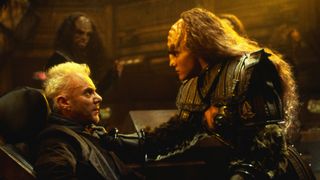 Malcolm McDowell, Brian Thompson, and Gwynyth Walsh in Star Trek: Generations (1994)_Paramount Pictures