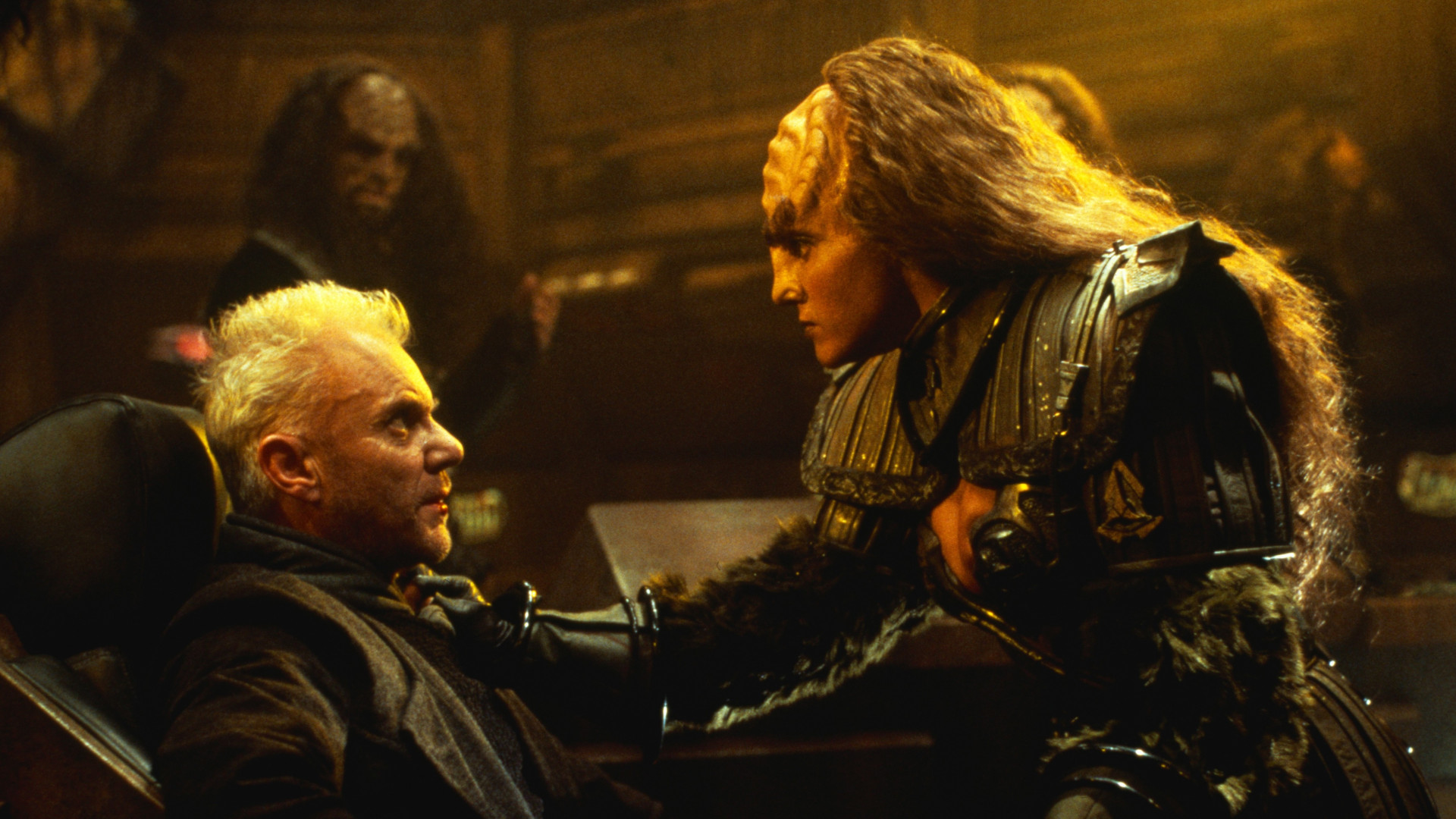Malcolm McDowell, Brian Thompson, and Gwynyth Walsh in Star Trek Generations (1994)_Paramount Pictures