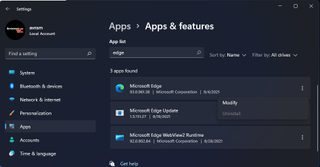 Uninstall is grayed out for Edge in the Apps & Features menu in Windows 11 and 10